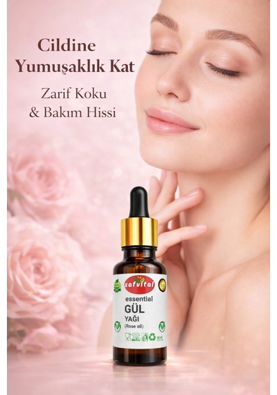 Safvital Gül Yağı 20 Ml Aromatik Bakım Yağı Cilt Saç Ve Aromaterapi İçin Kalıcı Zarif Koku