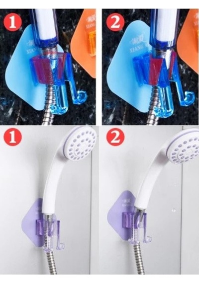 Duş Başlığı Tutucu Askılı Kendinden Yapışkanlı Banyo Kancalı Askılık Organizer Çok Renkli Plastik Diğer