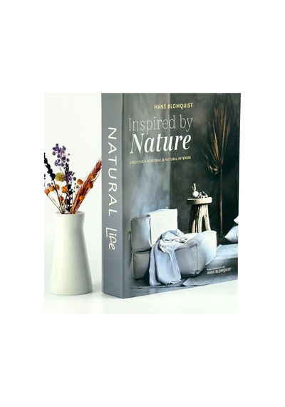 Bak Gel Al Kitap Görünümlü Dekoratif Kutu, Iskandinav Tarzı Kitap Şeklinde Saklama Kutusu, Ev Dekorasyonu, Modern Ev Dekorasyonu- Natural Life - Dvdktpkt010