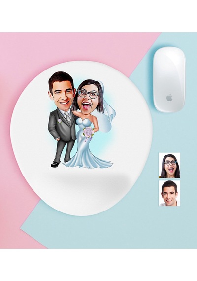 Kişiye Özel Evleniyoruz Karikatürlü Bilek Destekli Mouse Pad-5