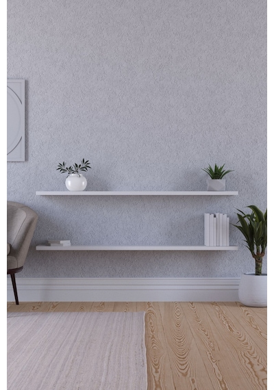 Yankı-BYEG 2li 100 cm Mat Beyaz Mdf Duvar Rafı Gizli Bağlantı Kitaplık