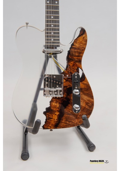 Elektro Gitar Custom Epoksi & Yıllanmış Ağaç Kişiye Özel Beyaz - Siyah