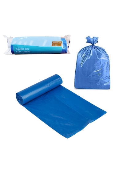Çöp Torbası Battal Boy 10'lu X 5 Rulo Mavi Çöp Poşeti 75x90 Cm