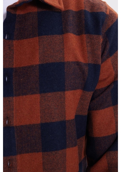 Tudors Erkek Slim Fit Dar Kesim Kareli Kışlık Oduncu Gömlek-42205 Kiremit