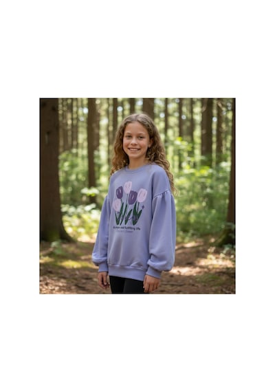 Fesshera Kids Kız Çocuk Sweatshirt Balon Kol Baskılı Oversize Pamuklu Sweatshirt / Geniş Kalıp Uzun Kollu Tişört Mor Fesshera Kids Kız Çocuk Sweatshirt Balon Kol Baskılı Oversize Pamuklu Sweatshirt / Geniş Kalıp Uzun Kollu Tişört Mor