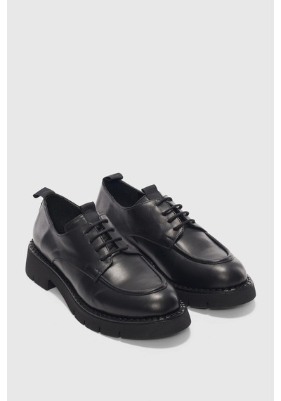 Dravel Bağcıklı Kadın Loafer- Siyah