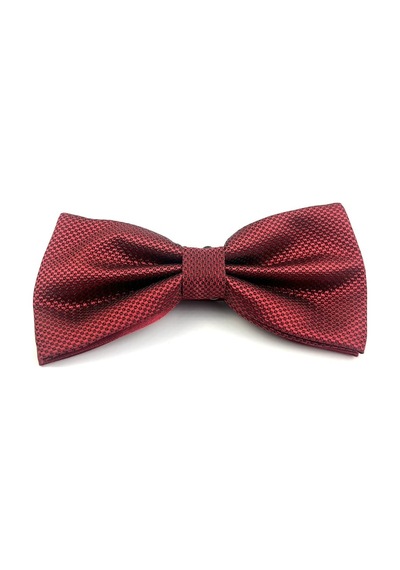 Demfashion Bordo Kareli Erkek Saten Kumaş Petek Dokulu Papyon Bordo
