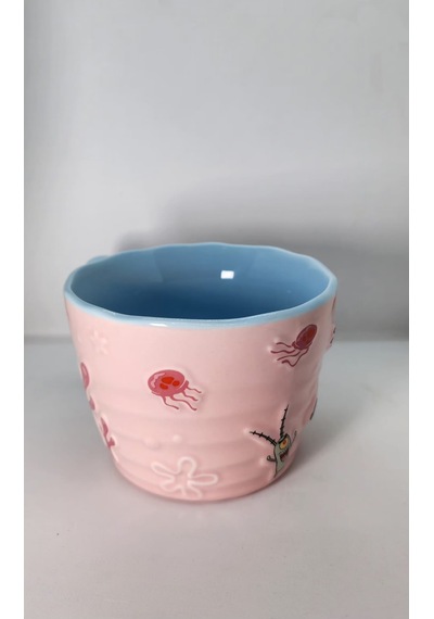 Süngerbob Pembe Rüya Mug - Kupa + Kaşık + Figür Set Çok Renkli