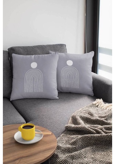 Gri Modern Desenli Çift Taraflı Yastık Kırlent Kılıfı Krl176n11