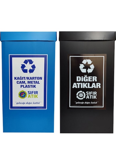 2’li Geri Dönüşüm Kutusu - Sıfır Atık Kutusu Set 2’li Geri Dönüşüm Kutusu - Sıfır Atık Kutusu Set
