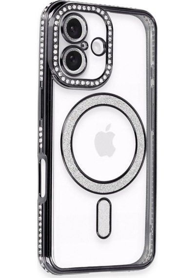 Apple Uyumlu iPhone 16 Uyumlu Kılıf Joke Simli Magneticsafe Kılıf - Siyah