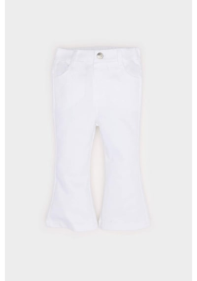 DeFacto Kız Bebek Flare Fit İspanyol Paça Gabardin Pantolon E1798A525SMWT34 Beyaz