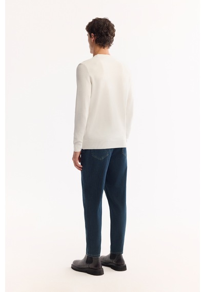 Avva Erkek Ekru Bisiklet Yaka Rayon Tüylenmeyen Dokulu Triko Regular Fit Kazak A52y5018