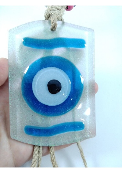 Dikdörtgen Nazar Boncuğu 11 X 7 Cm Özel Tasarım El Yapımı Makrome