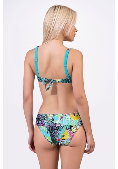 Endeep Kadın U Detaylı Desenli Toparlayıcı Bikini Takımı Mavi