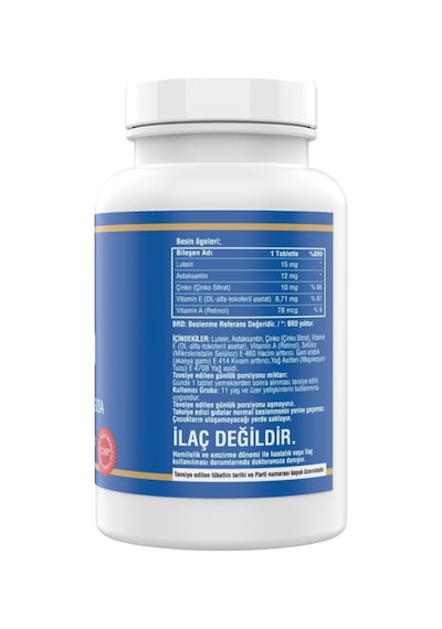 Lutein 15 Mg Astaxanthin 180 Tablet Biotin 180 Tablet Çinko