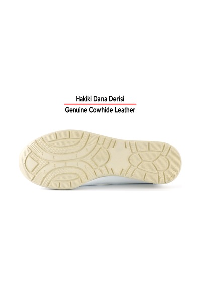 Erkan Saçmacı Aida Beyaz Hakiki Deri Kesik Detaylı Lastikli Slip-on Günlük Ayakkabı