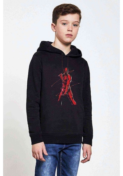 Tshirthane Daredavil Red Baskılı Unisex Çocuk Kapüşonlu Siyah Sweatshirt