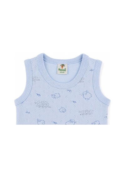 H&c Coolboy H&c Bebek Kolsuz Çıtçıtlı Body Zıbın %100 Pamuk Jakarlı Kuzu Desenli Mavi Kuzulu