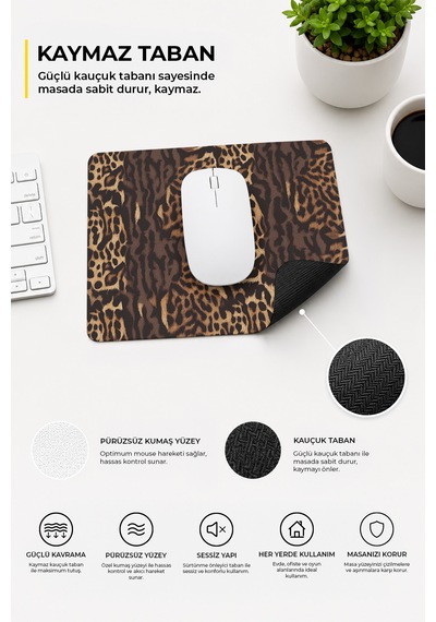 Leopar Desenli Renkli Ergonomik Mouse Pad Kaymaz Taban Ev Ve Ofis Kullanımı Fare Altlığı Mousepad Çok Renkli