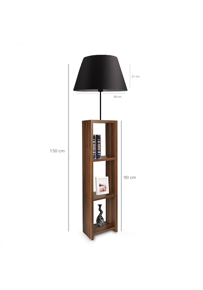 Homing Dekoratif Raflı Siyah Konik Kumaş Lambader Ayd-3153