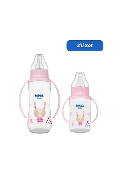 Wee Baby Klasik Kulplu Pp Biberon 150 Ml ve 270 Ml Biberon Seti - Pembe