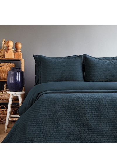 İssimo Home Savanna Lacivert Çift Kişilik Yıkanmış %100 Pamuk Pop Lacivert