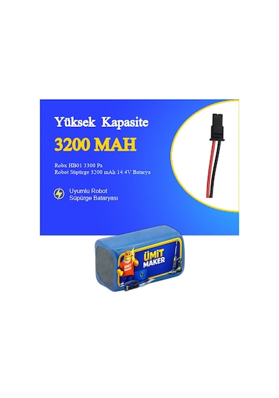 Robx Hb01 3300 Pa Robot Süpürge 3200 Mah 14.4v Batarya  Uyumlu Uzun Ömürlü, Yüksek Performans Pil