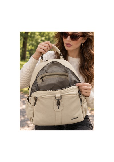 Just Polo Kadın Günlük Şık Ve Fonksiyonel Model Çok Bölmeli Sırt Çantası 377039gny Krem