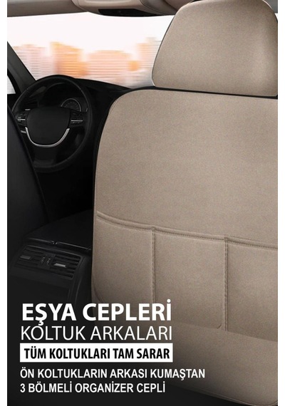 Kia Rio Hatchback 2016-2020 Aracınıza Uyumlu Jetdrive Deri Koltuk Kılııfı Bej