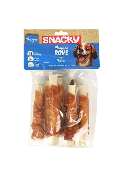 Snacky Tavuklu ve Ciğer Sargılı Kemik Köpek Ödülü 6'lı 168 G