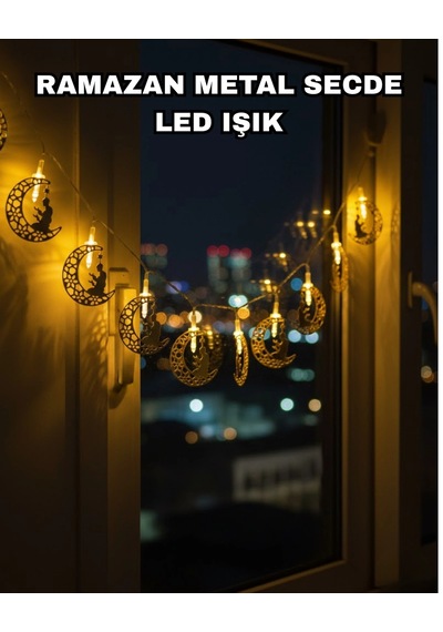 Dekoratif Ramazan Ay Işığı Secde Eden Adam Figürlü Çok Renkli