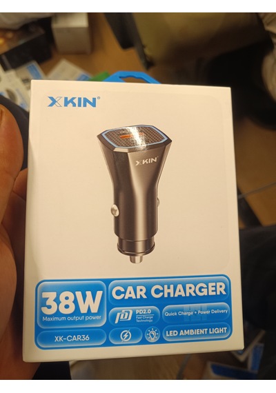 Xkın Xk-car36 Model 38w Hızlı Şarj Özellikli, Pd2.0 Power Delivery Ve Quick Charge Destekli, Led Ortam Aydınlatmalı Araç İçi Çakmaklık Şarj Cihazıdır.
