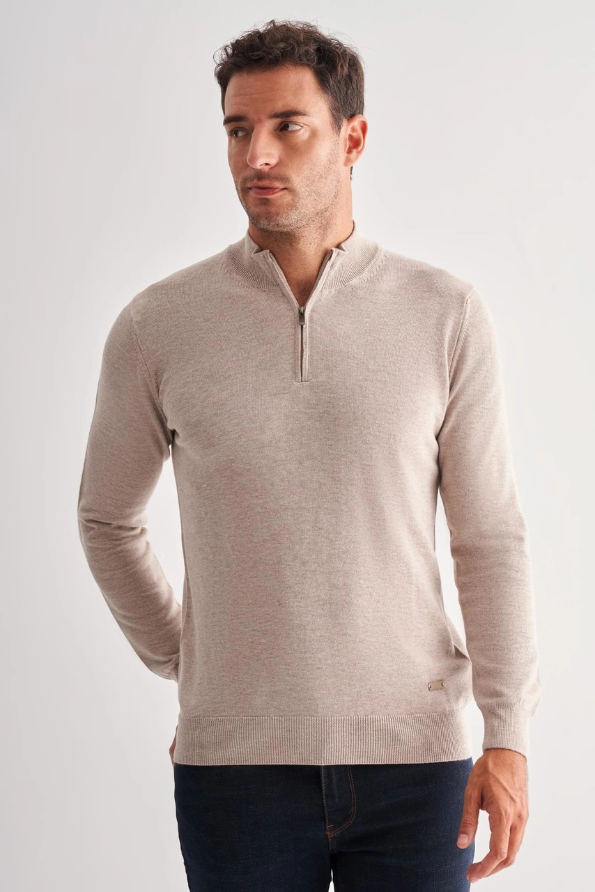 İmza Açık Bej Fermuarlı Dik Yaka Uzun Kol Cepsiz Comfort Fit Classic Pamuklu Triko Kazak 1012255201 Bej İmza Açık Bej Fermuarlı Dik Yaka Uzun Kol Cepsiz Comfort Fit Classic Pamuklu Triko Kazak 1012255201 Bej