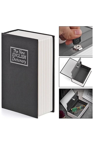 Kitap Görünümlü Altın Saklama Anahtarlı Çelik Mini Kasa Müchevher