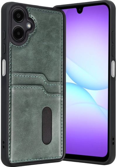 Newface Samsung Uyumlu Galaxy A07 4g Sara Kartvizitli Deri Kılıf - Yeşil Yeşil