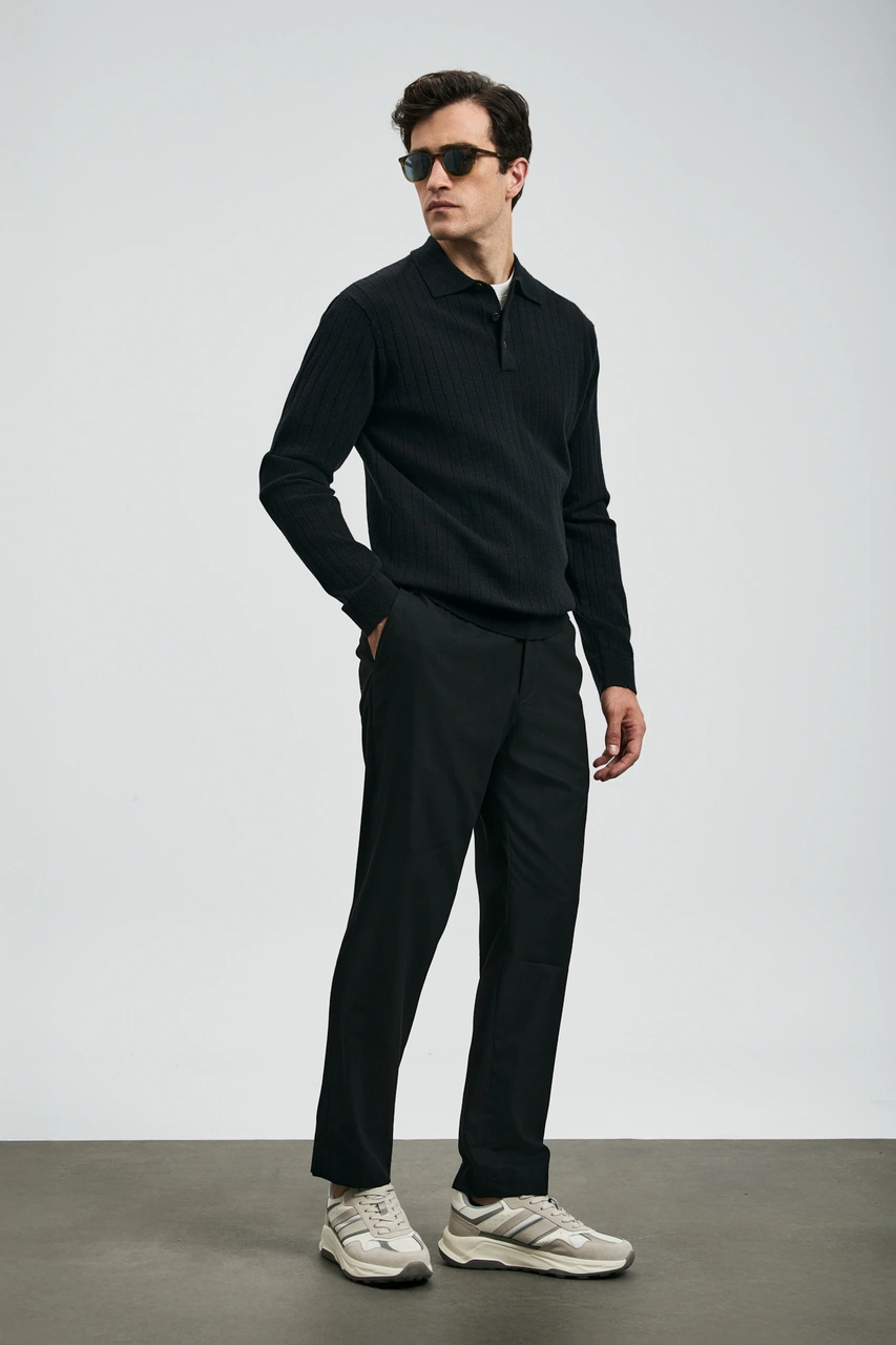 Lufian Sterno Smart Erkek Chino Pantolon Slim Fit Siyah Siyah 112190330100100 Siyah