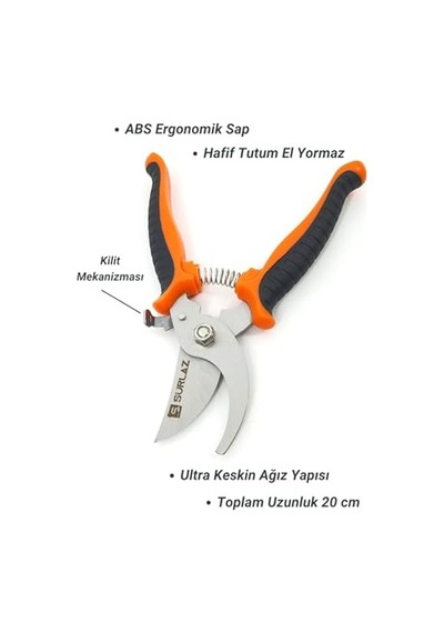 2 Parça Set Bağ Bahçe Budama Makası Ergonomik Sap Ve Kolay Kullanım