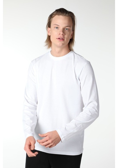 Defys Erkek Bisiklet Yaka Uzun Kollu Regular Fit Basic Tişört Beyaz - 499080070 Beyaz