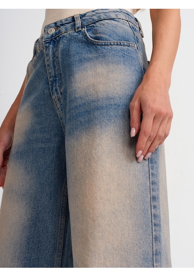 Dilvin Tint Yıkama Baggy Denim Pantolon Tint Kırmızı