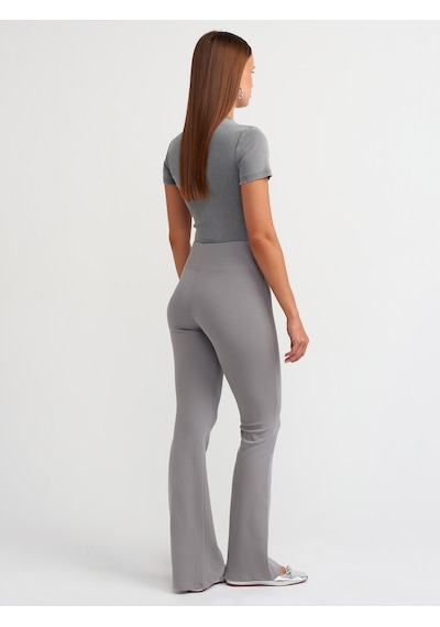 Dilvin Fitilli İspanyol Paça Pantalon Gri
