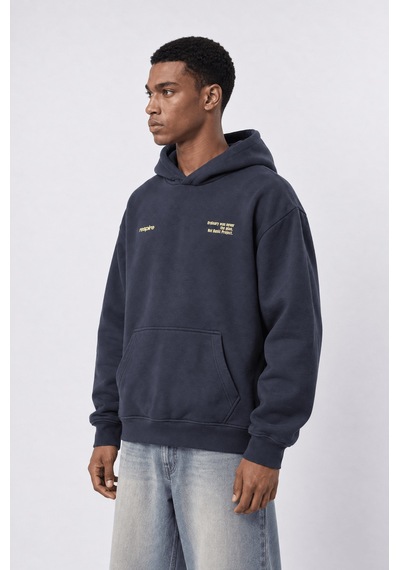 Respire Erkek Notbasic Baskılı Oversize Hoodie Lacivert