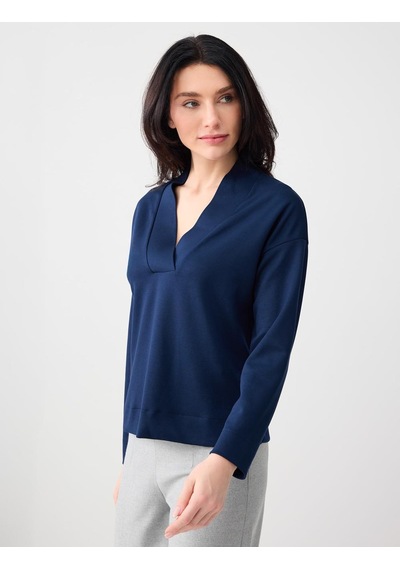 Jimmy Key Jimmy Key Lacivert Rahat Kesim V Yaka Modal Örme Sweatshirt 6sw235628494