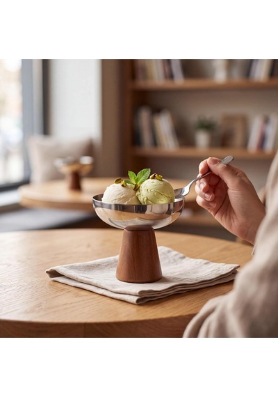 Mallart Ahşap Ayaklı Paslanmaz Çelik Dondurma Ve Tatlı Kasesi - 12 Cm Kadeh Formlu Lüks Sunum Çanağı, Puding Mousse Ve Meyve Servis Kupı gümüş Mallart Ahşap Ayaklı Paslanmaz Çelik Dondurma Ve Tatlı Kasesi - 12 Cm Kadeh Formlu Lüks Sunum Çanağı, Puding Mousse Ve Meyve Servis Kupı gümüş