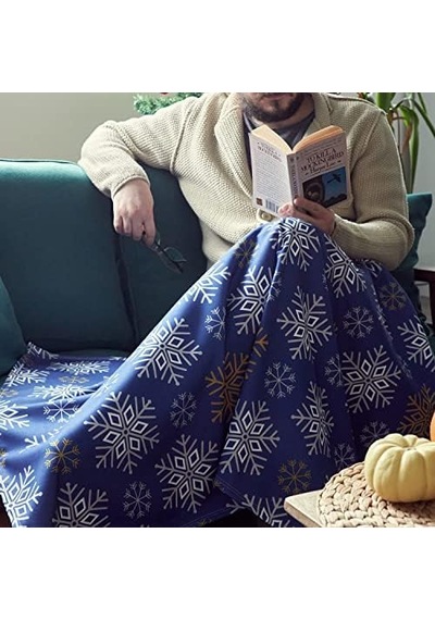 Kar Tanesi Tasarımlı Unisex Tv Battaniyesi - Tek Kişilik Battaniye 95 X 145 Cm Açık Bej