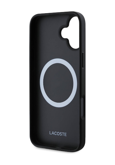 Apple iPhone 16 Uyumlu Kılıf Lacoste  Lisanslı Magsafe Şarj Özellikli Mono Vintage Logo Siyah