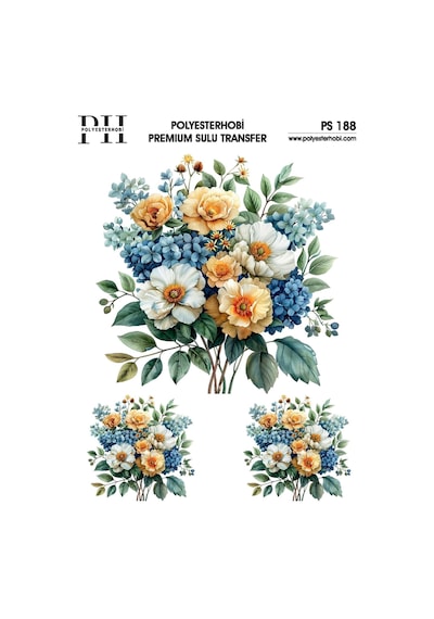 Polyesterhobi Premium Sulu Transfer 25x35 Cm Çiçek Desenli Ps 188