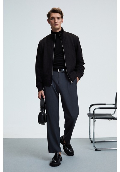 Grimelange REBEL Erkek Yarım Balıkçı Yaka Basic Slim Fit Triko Siyah Kazak