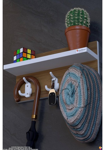 Kedi 9 Kancalı Hol Askısı 3'lü Set 36,4x19 Cm - Şık Tasarım, Çok Amaçlı Düzenleyici Ve Yer Tasarrufu 40 Cm