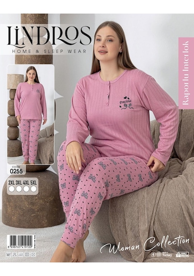Boyraz Lindros Kadın Pamuk'lu Düğme Yaka Raporlu İnterlok Kışlık Battal Pijama Takımı 0255 - 1 Adet Pembe Boyraz Lindros Kadın Pamuk'lu Düğme Yaka Raporlu İnterlok Kışlık Battal Pijama Takımı 0255 - 1 Adet Pembe